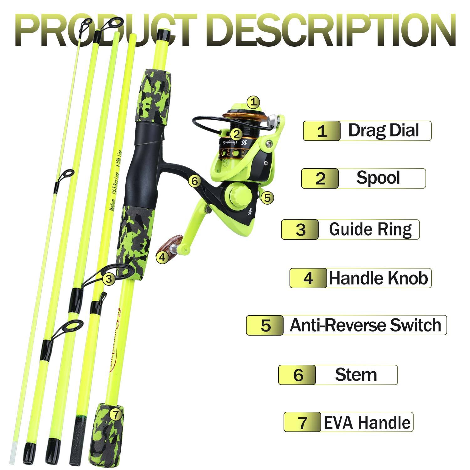 Sougayilang Fishing Rod Set Travel Fishing Combo