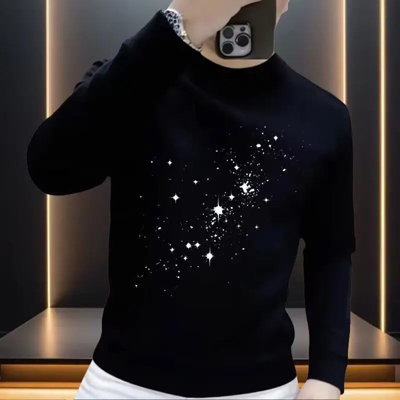 Men's Sweatshirt Autumn Winter New Style Personalized Letter Printing Slim Handsome Round Neck Casual Sweatshirt Trend