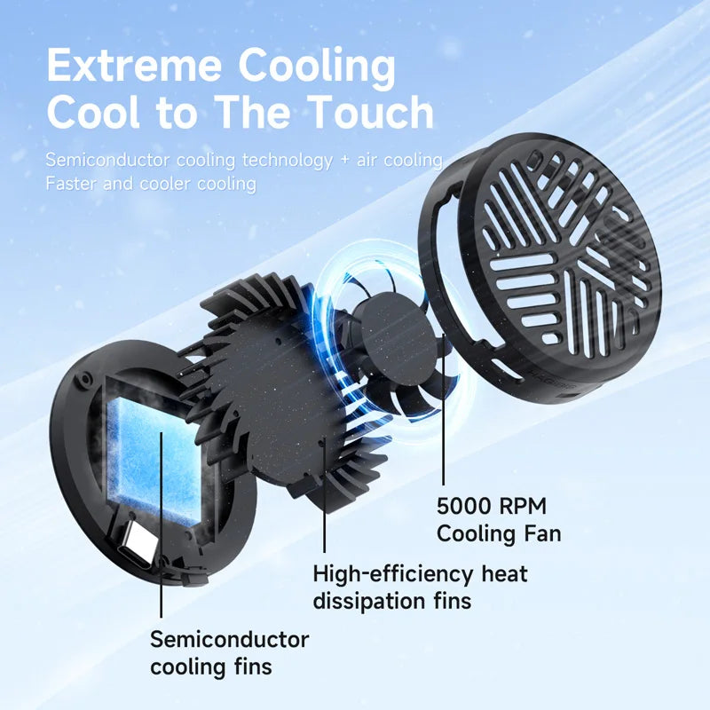 Hagibis Magnetic Cell Phone Cooler Universal Cooling Fan Mobile Phone Radiator for iPhone 17 Pro Black Shark Gaming Live Stream