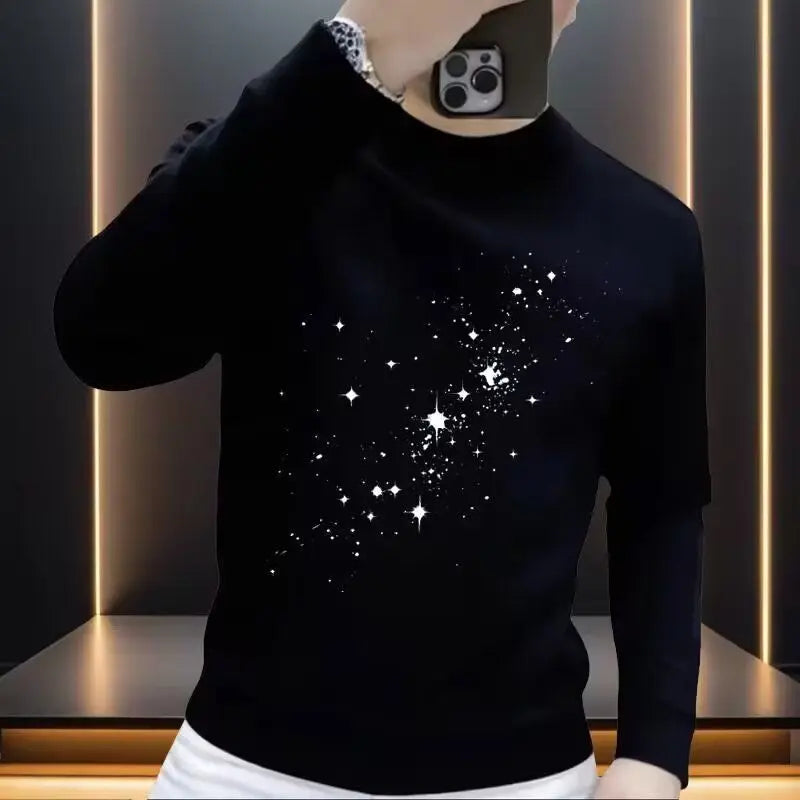 Men's Sweatshirt Autumn Winter New Style Personalized Letter Printing Slim Handsome Round Neck Casual Sweatshirt Trend